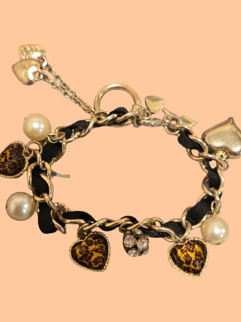 Leopard heart charm Bracelet~ gold plated